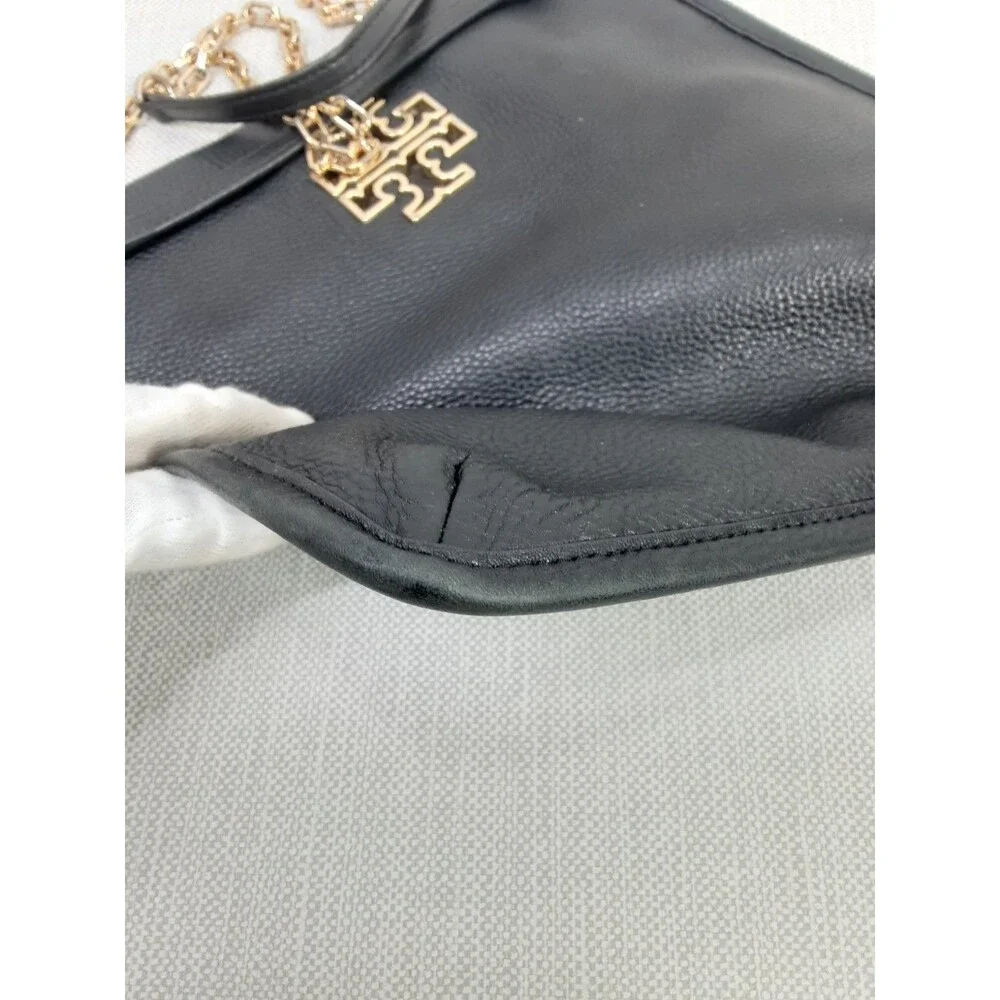 Tory Burch Black Pebbled Leather Crossbody Bag Shoulder Handbag Convertible